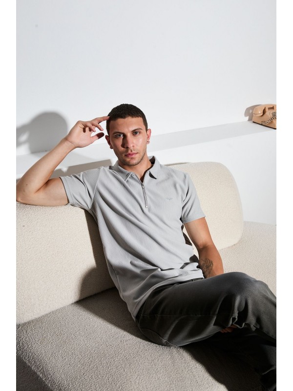 Gri Polo Yaka Tişört